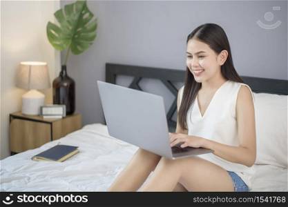 Beautiful woman is working from home