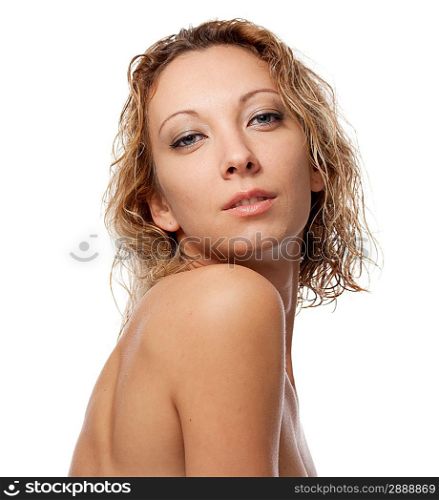 Beautiful woman isolated over white