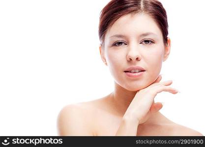 Beautiful woman. Isolated over white.