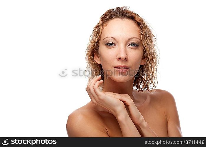 Beautiful woman isolated over white