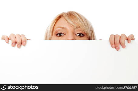 Beautiful woman looking surprised. Isolated over white.