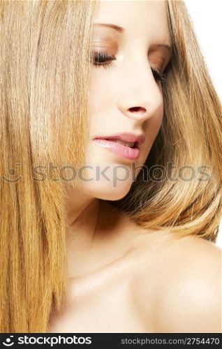 beautiful woman looking to side. portrait of a beautiful woman looking to side