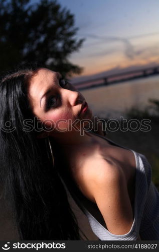 Beautiful woman lying on at the beach