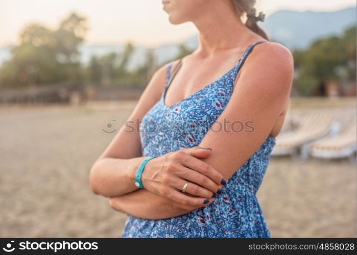 beautiful woman on the beach at Alania, Turkey