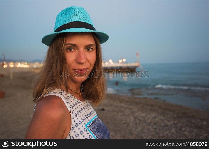 beautiful woman on the beach at Alania, Turkey