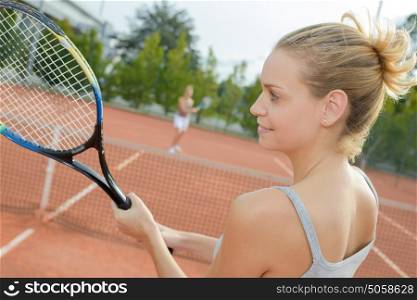 beautiful woman playing in tennis outdoors