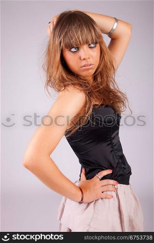Beautiful woman posing, isolated over white background