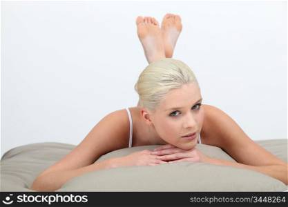 beautiful woman relaxing in bed