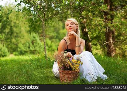 Beautiful woman relaxing outdoors