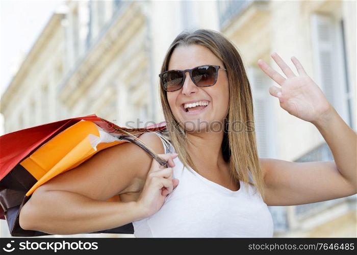 beautiful woman shopping trendy clothes