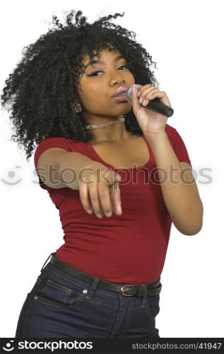Beautiful woman singer performing at a concert