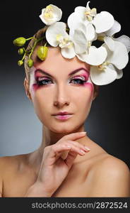 Beautiful woman with creative make-up