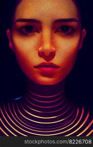 Beautiful woman with cybernetics skin 3d illustrated