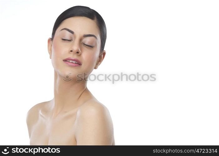 Beautiful woman with eyes closed