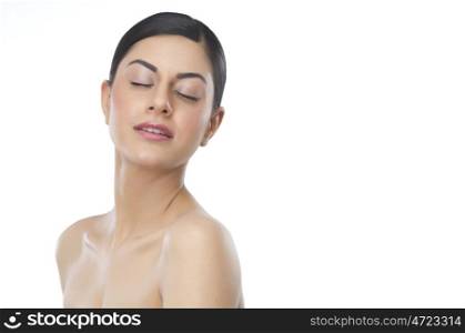 Beautiful woman with eyes closed