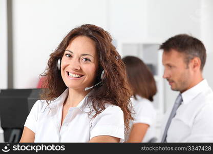 Beautiful woman with headset on