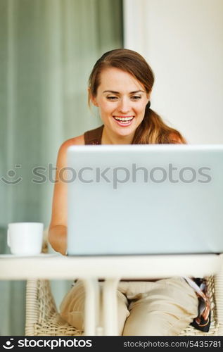 Beautiful woman working on laptop