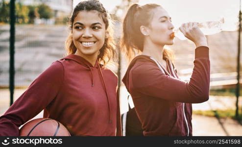 beautiful women walking home after basketball game 2