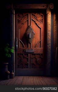 Beautiful Wooden Door. Generative AI 