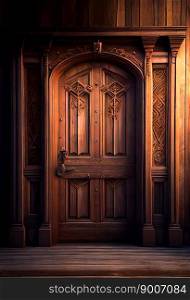 Beautiful Wooden Door. Generative AI
