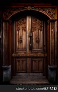 Beautiful Wooden Door. Generative AI 