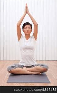 Beautiful Young Asian Chinese Woman In Yoga Position
