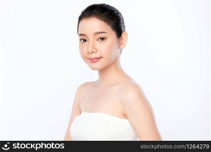 Beautiful Young Asian Woman with Clean Fresh Skin. Face care, Facial treatment, Cosmetology, beauty and healthy skin and cosmetic concept .woman beauty skin isolated on white background.