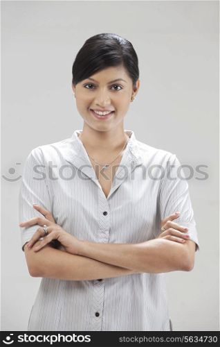 Beautiful young businesswoman smiling