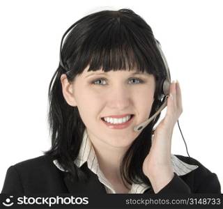 Beautiful young customer service rep with headset.