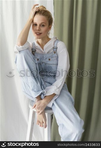beautiful young female wearing jumpsuit 3