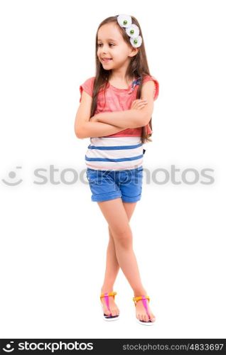 Beautiful young girl posing isolated over white