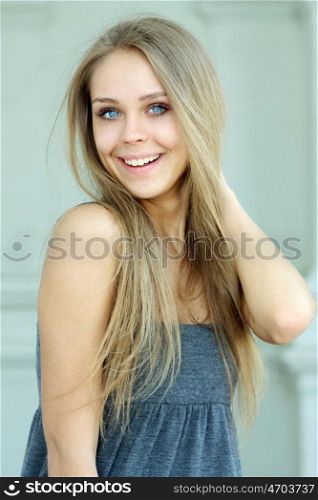 Beautiful young girl smiling. Outdoor portrait