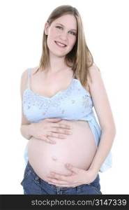 Beautiful Young Pregnant Woman Showing Off Belly.
