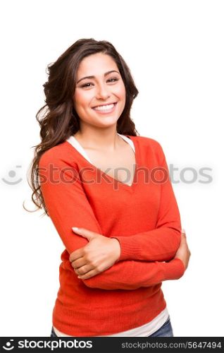 Beautiful young smiling woman posing