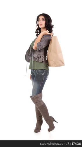 beautiful young teenage woman with shopping bag