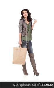 beautiful young teenage woman with shopping bag
