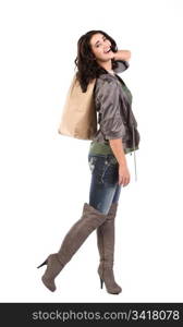 beautiful young teenage woman with shopping bag