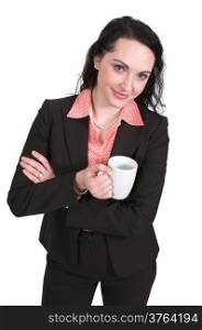 Beautiful young upwardly mobile business woman with coffee