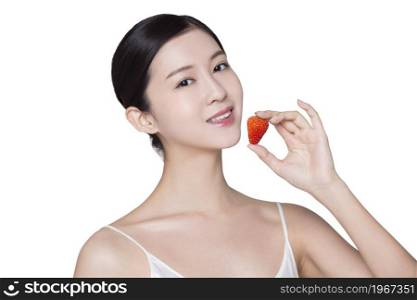 Beautiful young woman and strawberry