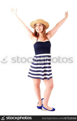 Beautiful young woman dressed for summer