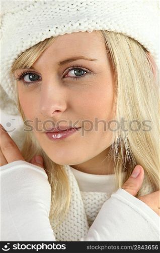 beautiful young woman dressed in white