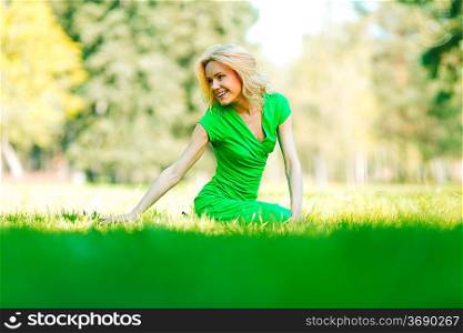 Beautiful young woman enjoy spring nature