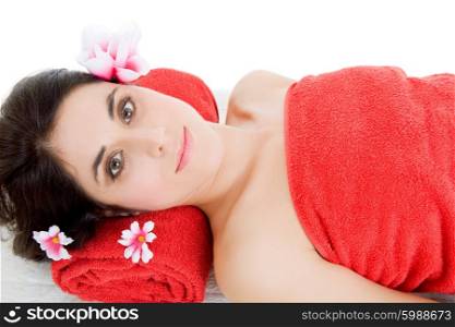 beautiful young woman getting spa treatment