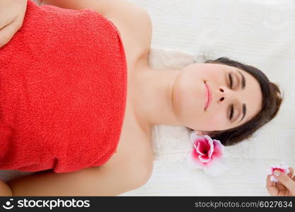 beautiful young woman getting spa treatment