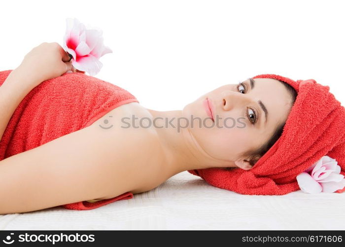 beautiful young woman getting spa treatment