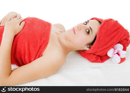 beautiful young woman getting spa treatment