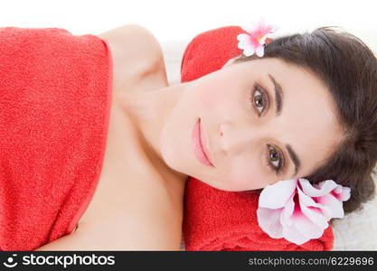 beautiful young woman getting spa treatment