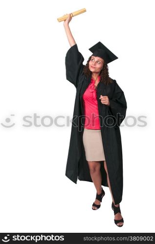 Beautiful young woman in her graduation robes