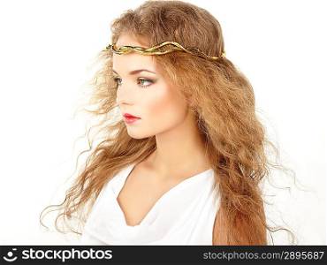 Beautiful young woman. Isolated on a white background. Fashion photo
