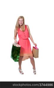 Beautiful young woman on a shopping spree